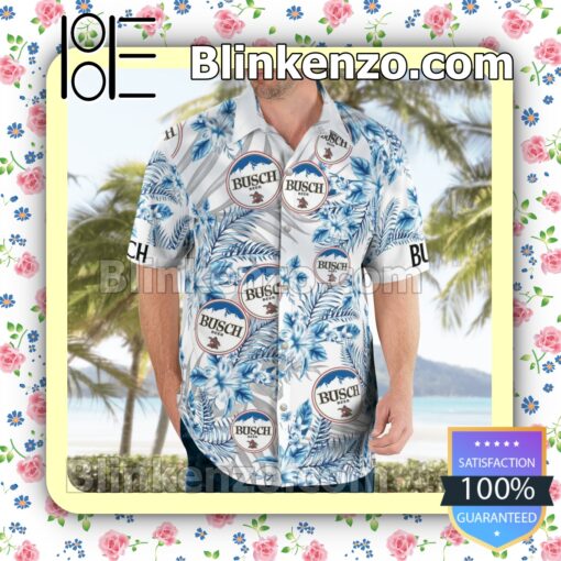 Busch Beer White Summer Hawaiian Shirt b