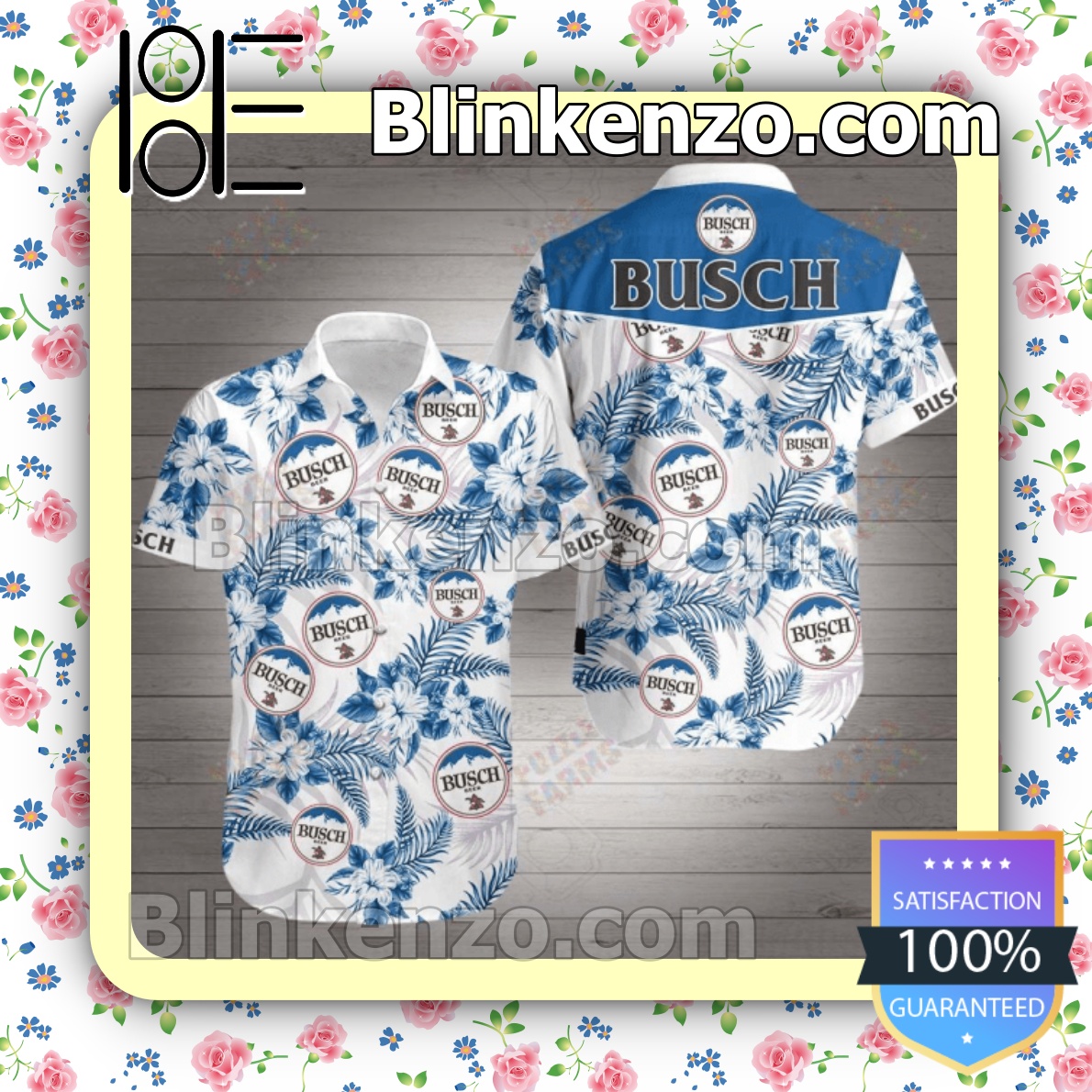 Excellent Busch Blue Tropical Floral White Summer Shirts