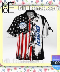 Busch Light American Flag Color Summer Hawaiian Shirt b