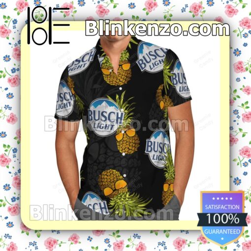 Busch Light Funny Pineapple Black Summer Hawaiian Shirt