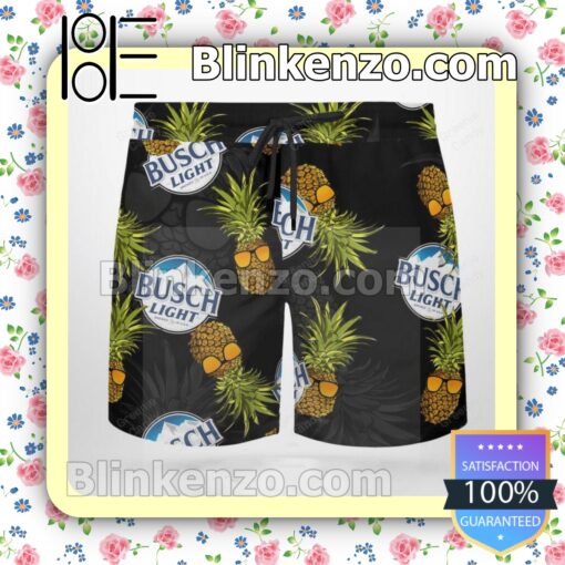Busch Light Funny Pineapple Black Summer Hawaiian Shirt b
