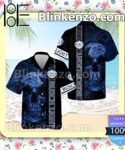 Busch Light Smoky Blue Skull Black Summer Hawaiian Shirt