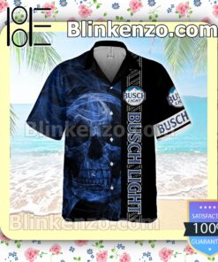 Busch Light Smoky Blue Skull Black Summer Hawaiian Shirt a