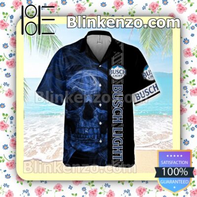 Busch Light Smoky Blue Skull Black Summer Hawaiian Shirt a