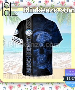 Busch Light Smoky Blue Skull Black Summer Hawaiian Shirt b
