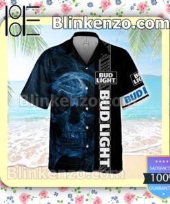 Busch Light Smoky Blue Skull Flower Black Summer Hawaiian Shirt a