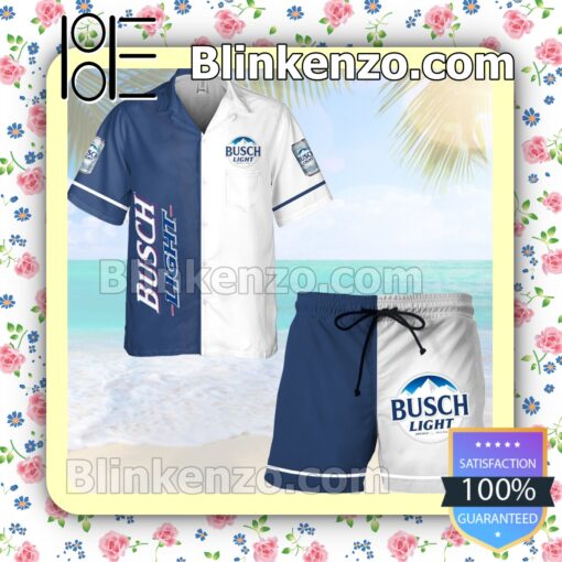 Busch Light White & Blue Summer Hawaiian Shirt