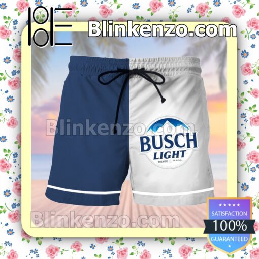 Busch Light White & Blue Summer Hawaiian Shirt b