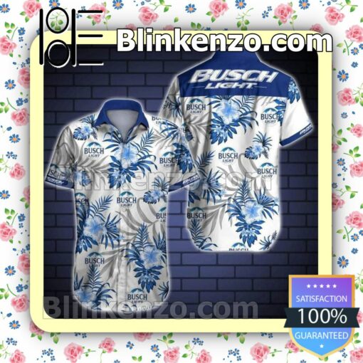 Busch Light White Summer Hawaiian Shirt, Mens Shorts