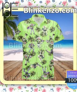 Buzz Lightyear Costume Disney Toy Story Green Black Summer Hawaiian Shirt, Mens Shorts a