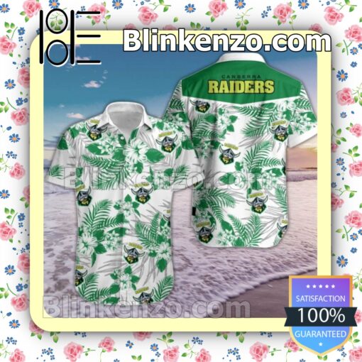 Canberra Raiders Green Tropical Floral White Summer Shirts