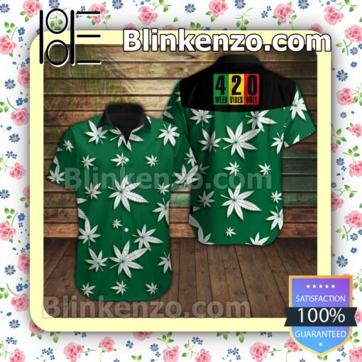 Cannabis Leaves Green Summer Hawaiian Shirt a