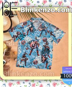 Captain America Marvel Comics Blue Summer Hawaiian Shirt a