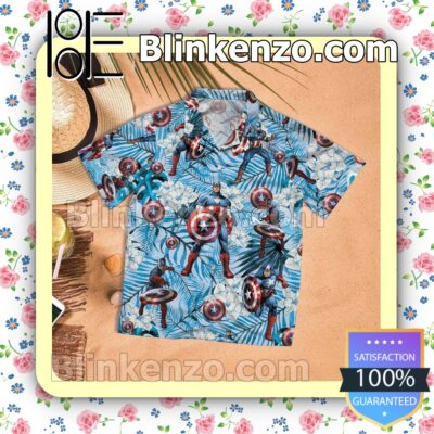 Captain America Marvel Comics Blue Summer Hawaiian Shirt a