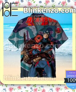 Captain America and Deadpool Marvel Comics Summer Hawaiian Shirt, Mens Shorts