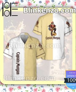 Captain Morgan White & Khaki Summer Hawaiian Shirt a