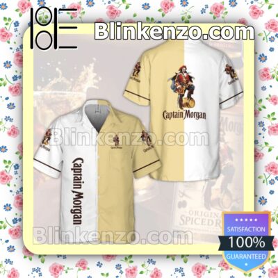 Captain Morgan White & Khaki Summer Hawaiian Shirt a