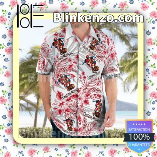 Captain Morgan White Summer Hawaiian Shirt b
