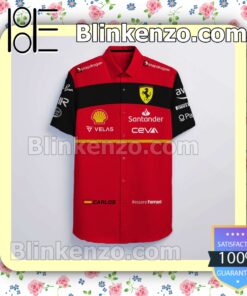 Carlos Sainz Scuderia Ferrari F1 Racing Velas Santander Ceva Red Summer Hawaiian Shirt a