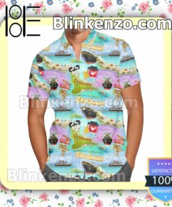 Castaway Cay Disney Cruise Line Cartoon Graphics Summer Hawaiian Shirt, Mens Shorts