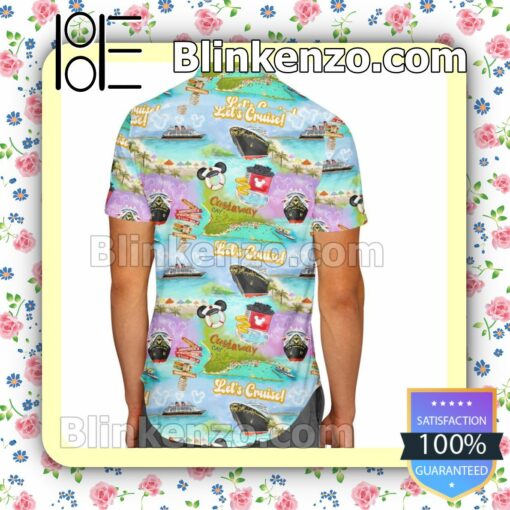 Castaway Cay Disney Cruise Line Cartoon Graphics Summer Hawaiian Shirt, Mens Shorts a