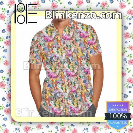 Cats Of Disney Universe Disney Cartoon Graphics Summer Hawaiian Shirt, Mens Shorts
