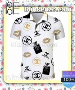 Chanel Coco Perfume And Lip Embroidered Polo Shirts