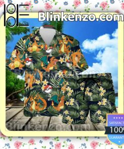 Charizard Pokemon Pokeball Tropical Summer Hawaiian Shirt, Mens Shorts
