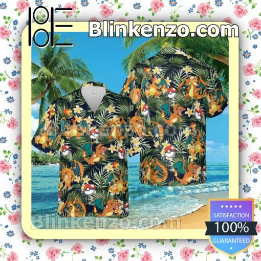 Charizard Pokemon Pokeball Tropical Summer Hawaiian Shirt, Mens Shorts a