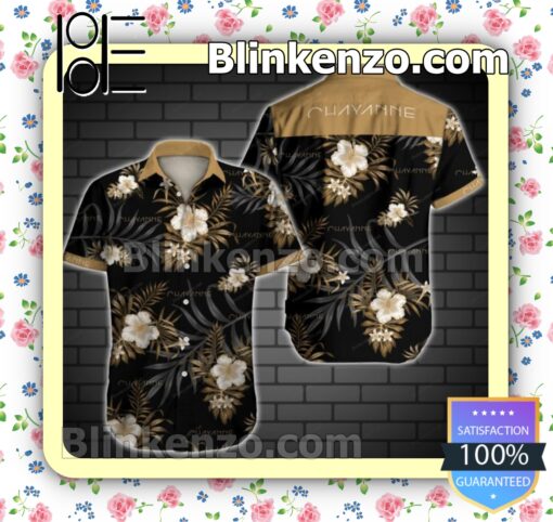 Chayanne Brown Tropical Floral Black Summer Shirts