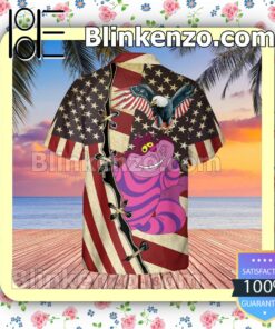 Cheshire Cat Us Flag Happy 4th July Summer Hawaiian Shirt, Mens Shorts a