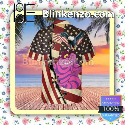 Cheshire Cat Us Flag Happy 4th July Summer Hawaiian Shirt, Mens Shorts a