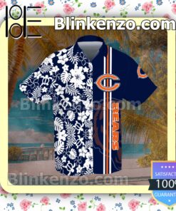Chicago Bears Flowery Navy Summer Hawaiian Shirt b