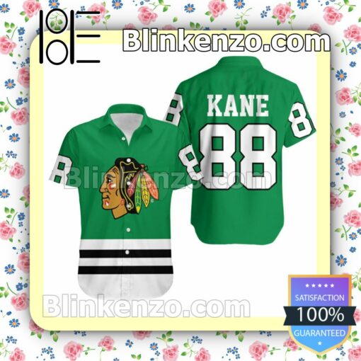 Chicago Blackhawks 88 Kane Green Jersey Inspired Summer Shirt
