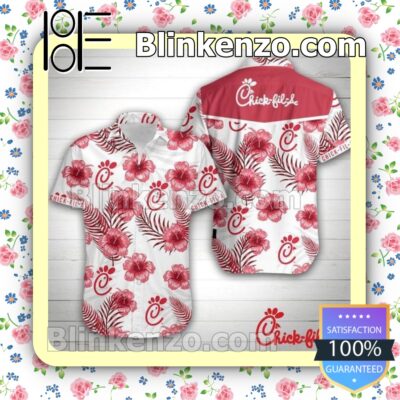 Chick Fil A Red Hibiscus White Summer Shirts