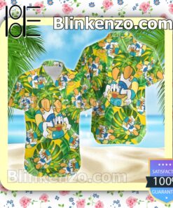 Chilling Donald Duck Disney Tropical Leaves Pattern Summer Hawaiian Shirt
