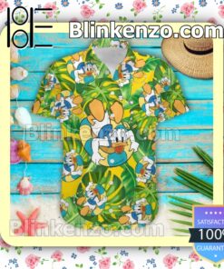 Chilling Donald Duck Disney Tropical Leaves Pattern Summer Hawaiian Shirt a