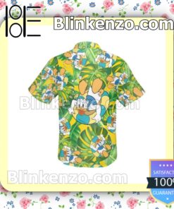 Chilling Donald Duck Disney Tropical Leaves Pattern Summer Hawaiian Shirt b