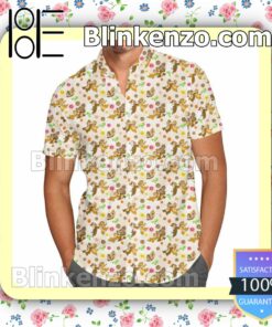 Chip 'N Dale Chipmunks Disney Cartoon Graphics Summer Hawaiian Shirt, Mens Shorts