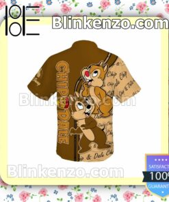 Chipmunks Chip & Dale Brown Stripes Disney Summer Hawaiian Shirt, Mens Shorts a