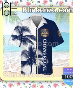 Chivas Regal Palm Tree Pattern White Blue Summer Hawaiian Shirt a
