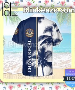 Chivas Regal Palm Tree Pattern White Blue Summer Hawaiian Shirt b