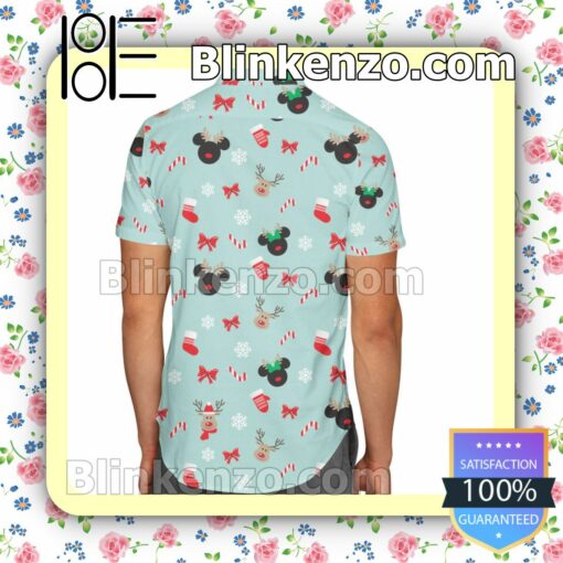 Christmas Mickey & Minnie Reindeers Disney Cartoon Graphics Inspired Summer Hawaiian Shirt, Mens Shorts a