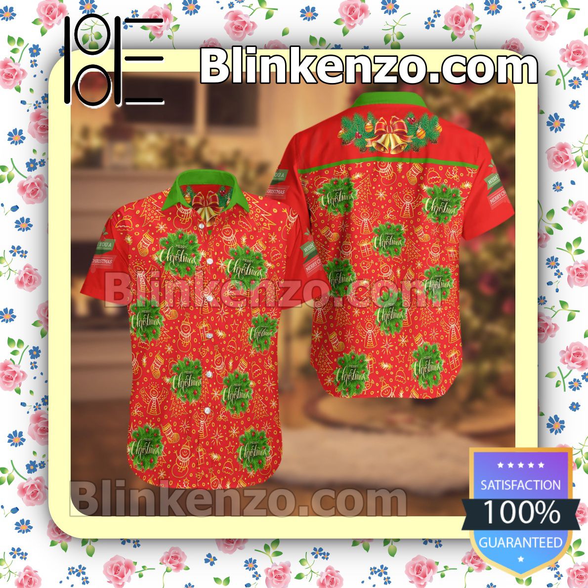 Christmas Mistletoe Red Summer Hawaiian Shirt, Mens Shorts