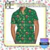 Christmas Santa Mickey & Minnie Disney Cartoon Graphics Inspired Green Summer Hawaiian Shirt, Mens Shorts