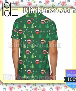 Christmas Santa Mickey & Minnie Disney Cartoon Graphics Inspired Green Summer Hawaiian Shirt, Mens Shorts a