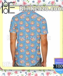 Christmas Sleigh Ride Disney Cartoon Graphics Blue Summer Hawaiian Shirt, Mens Shorts a