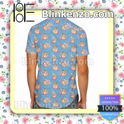 Christmas Sleigh Ride Disney Cartoon Graphics Blue Summer Hawaiian Shirt, Mens Shorts a