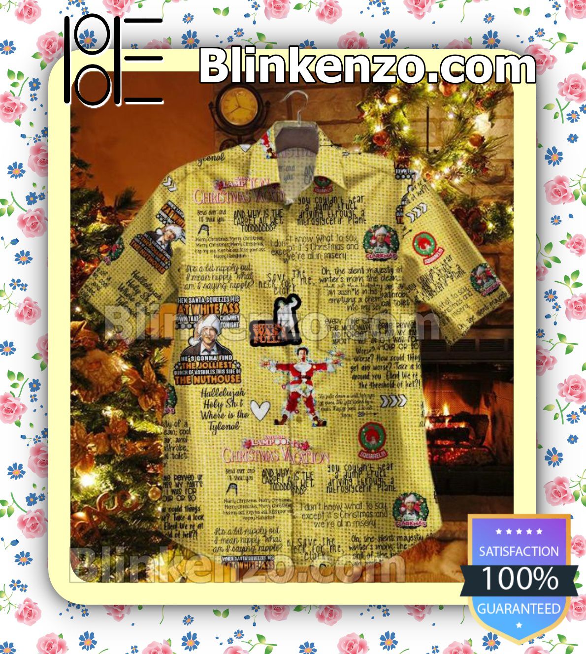 Christmas Vacation Yellow Casual Button-down Shirts