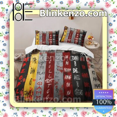Classic Horror Movie Characters Quotes Queen King Quilt Blanket Set b